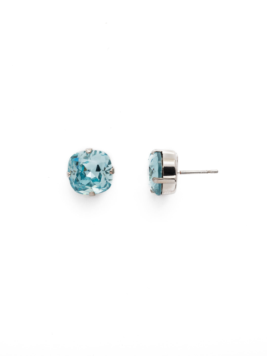 Halcyon Stud Earrings - EDH25RHAQU - <p>A beautiful, luminous cushion-cut crystal in a classic four-pronged setting that's ideal for everyday wear. From Sorrelli's Aquamarine collection in our Palladium Silver-tone finish.</p>