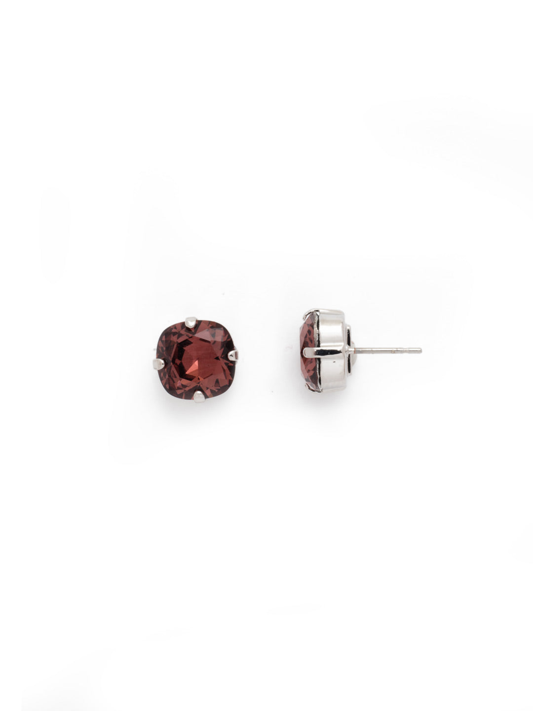 Halcyon Stud Earrings - EDH25RHBUR - <p>A beautiful, luminous cushion-cut crystal in a classic four-pronged setting that's ideal for everyday wear. From Sorrelli's Burgundy collection in our Palladium Silver-tone finish.</p>