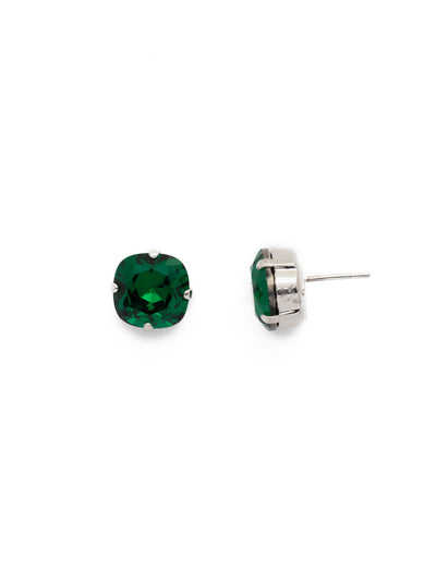 Halcyon Stud Earrings - EDH25RHEME - A beautiful, luminous cushion-cut crystal in a classic four-pronged setting that's ideal for everyday wear. From Sorrelli's Emerald collection in our Palladium Silver-tone finish.