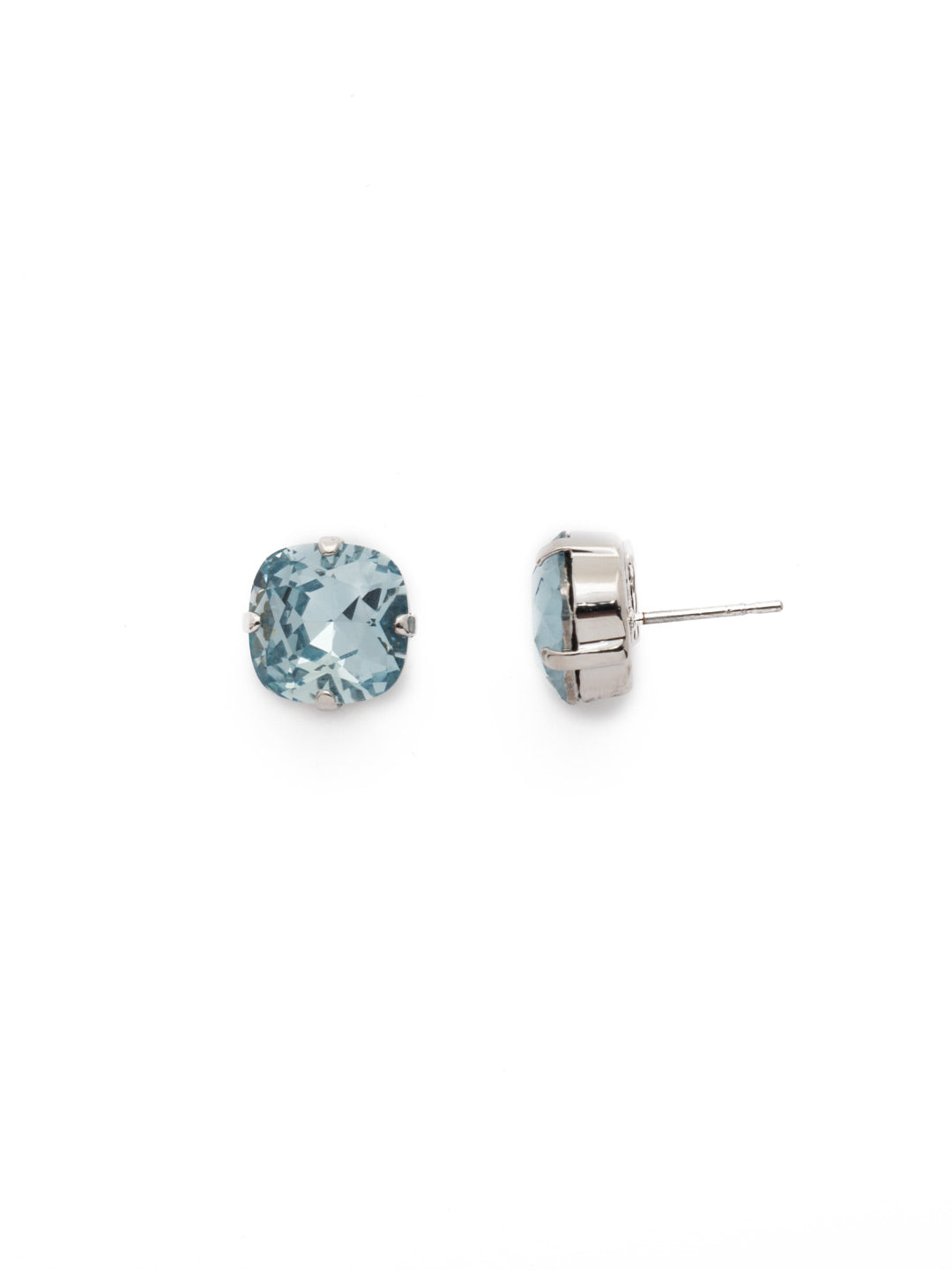 Halcyon Stud Earrings - EDH25RHLAQ - <p>A beautiful, luminous cushion-cut crystal in a classic four-pronged setting that's ideal for everyday wear. From Sorrelli's Light Aqua collection in our Palladium Silver-tone finish.</p>