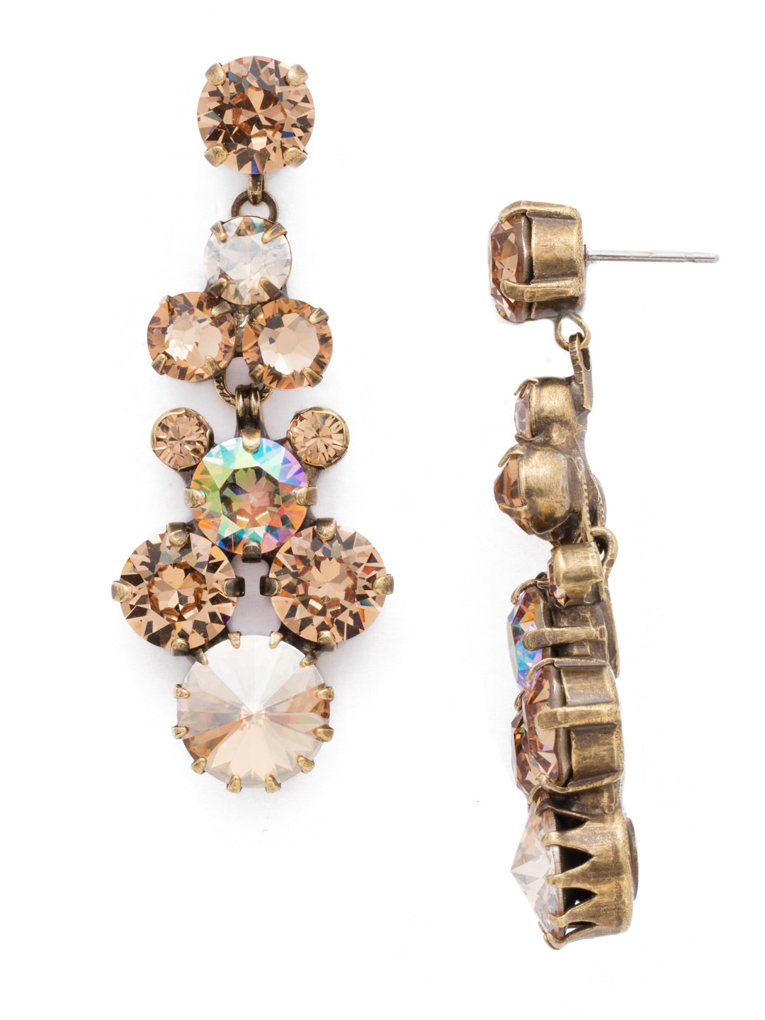 Well-Rounded Crystal Drop Dangle Earrings - EDH27AGNT - <p>Our Well-Rounded Crystal Drop Earring features an array of round crystals cascading from a post. Crystal clusters form this exquisite earring for a magnificent statement. From Sorrelli's Neutral Territory collection in our Antique Gold-tone finish.</p>