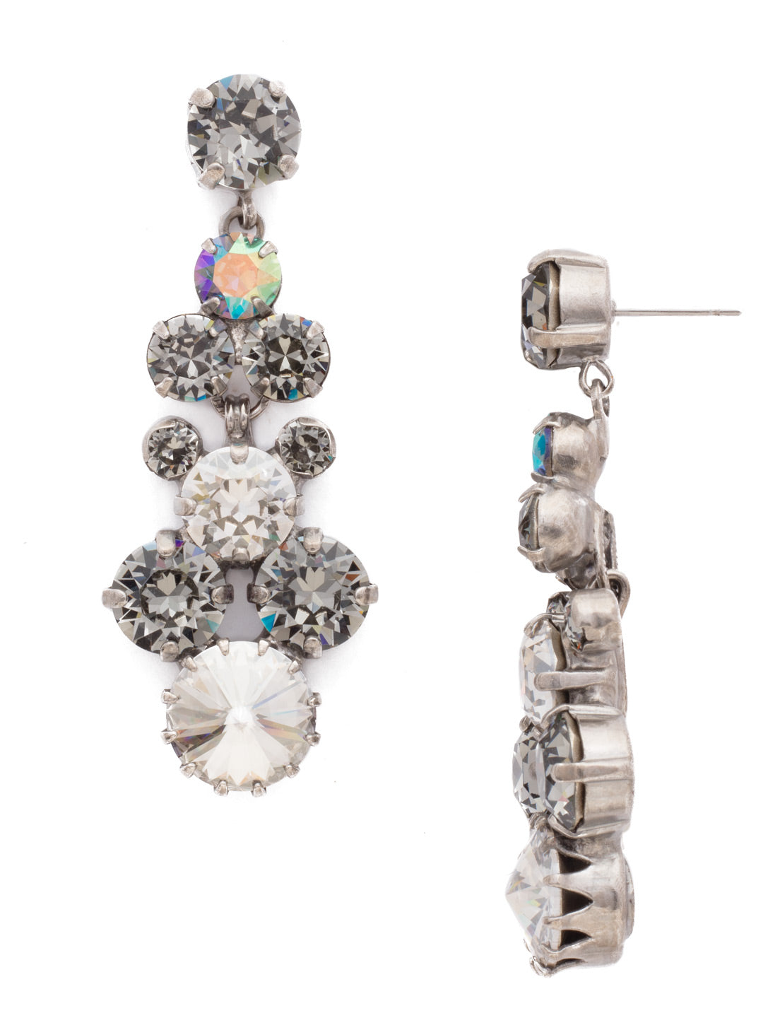 Well-Rounded Crystal Drop Dangle Earrings - EDH27ASCRO - Our Well-Rounded Crystal Drop Earring features an array of round crystals cascading from a post. Crystal clusters form this exquisite earring for a magnificent statement. From Sorrelli's Crystal Rock collection in our Antique Silver-tone finish.
