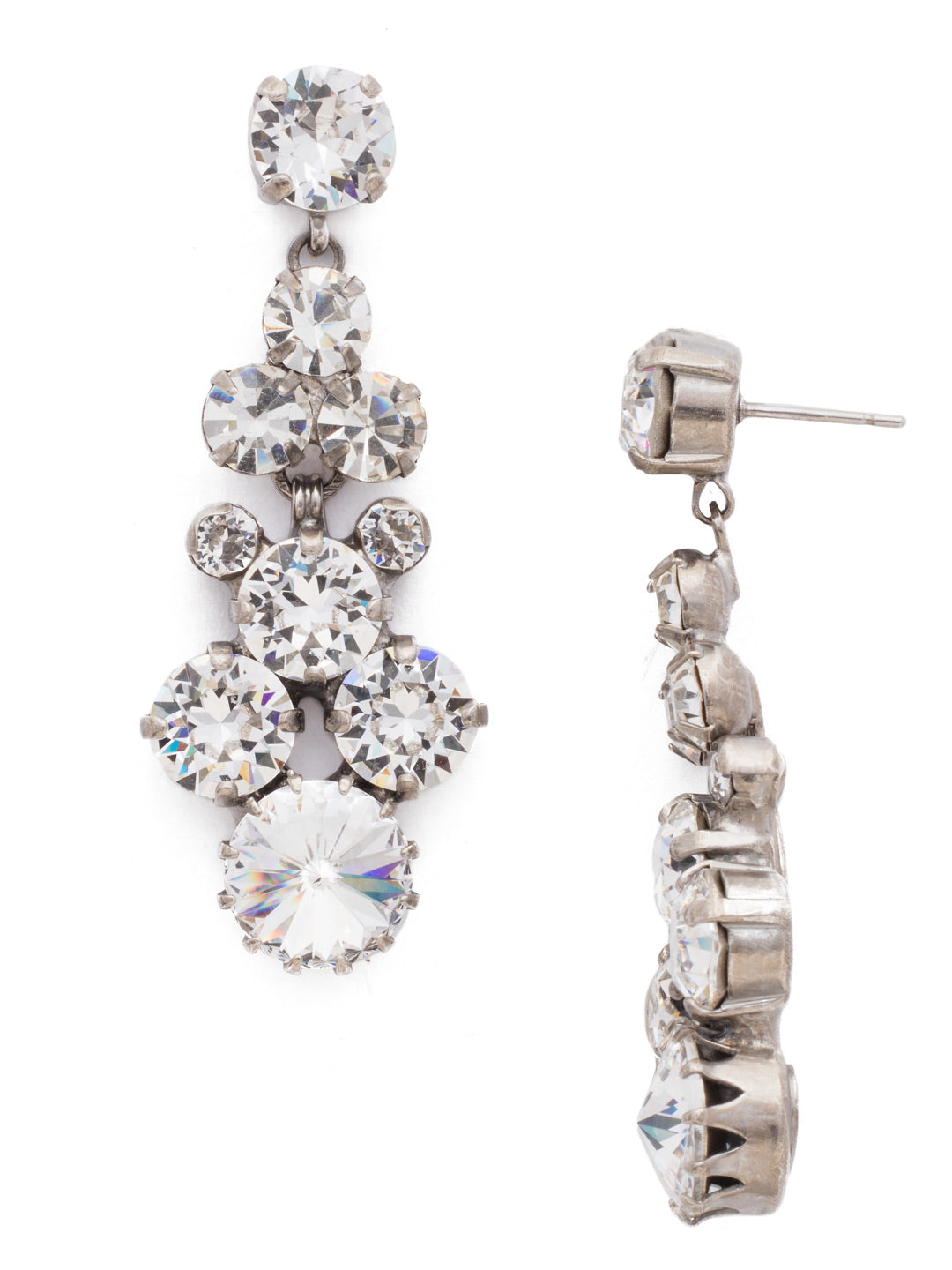 Well-Rounded Crystal Drop Earring - EDH27ASCRY - Our Well-Rounded Crystal Drop Earring features an array of round crystals cascading from a post. Crystal clusters form this exquisite earring for a magnificent statement.