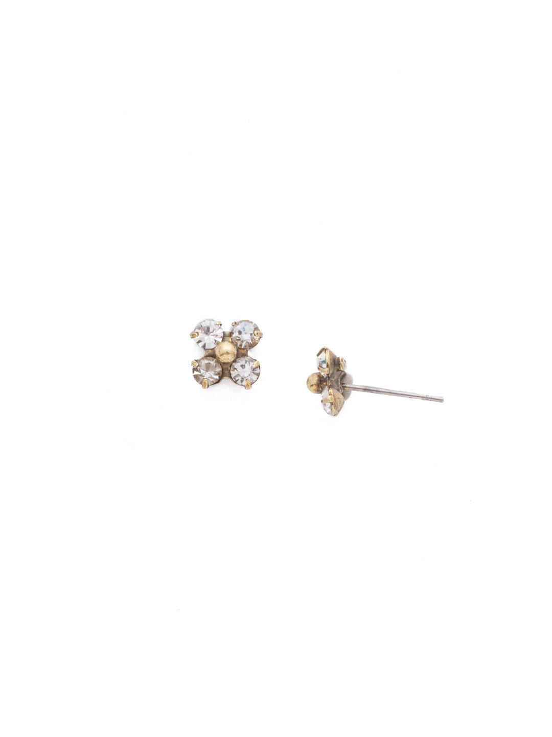 Mini Flower Post Earring Stud Earrings - EDH40AGCRY - Our Mini Flower Post Earring is super cute and trendy. Add these to any look for some flair - and sparkle! From Sorrelli's Crystal collection in our Antique Gold-tone finish.