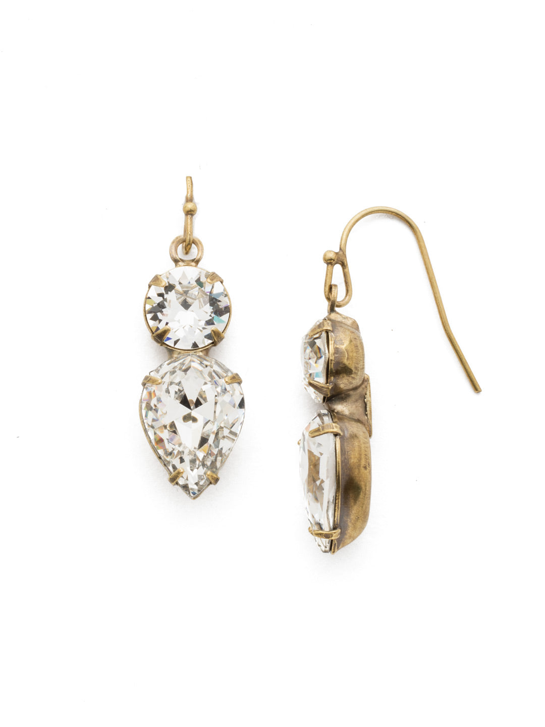 Brilliant Teardrop Dangle Earrings - EDH62AGCRY - <p>A brilliant teardrop crystal hanging from a round crystal post make these earrings perfect for any occasion From Sorrelli's Crystal collection in our Antique Gold-tone finish.</p>