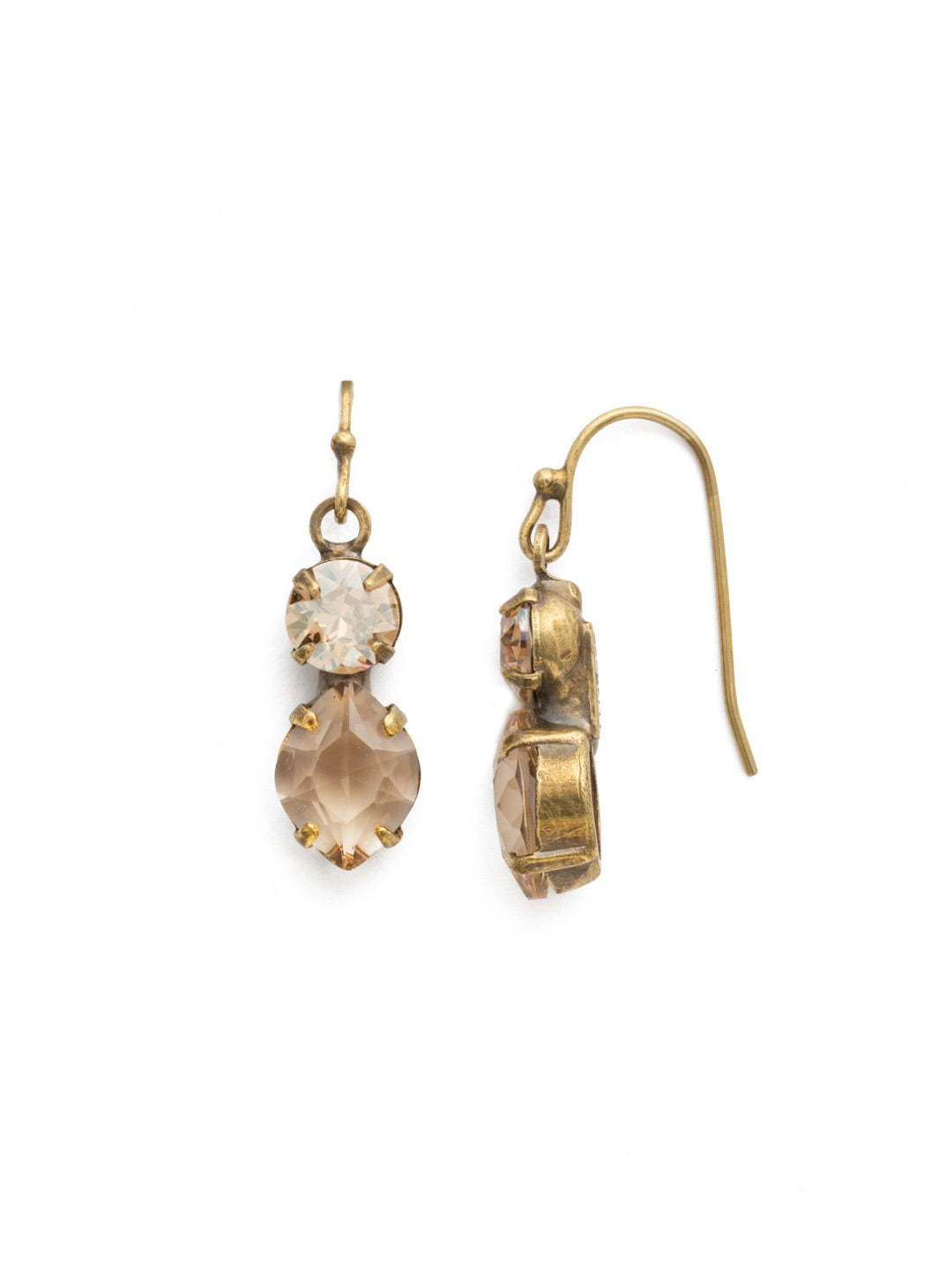 Majestic Marquise Dangle Earrings - EDH74AGDCH - A brilliant marquise crystal sits below a classic round, creating an elegant &amp; timeless silhouette. From Sorrelli's Dark Champagne collection in our Antique Gold-tone finish.