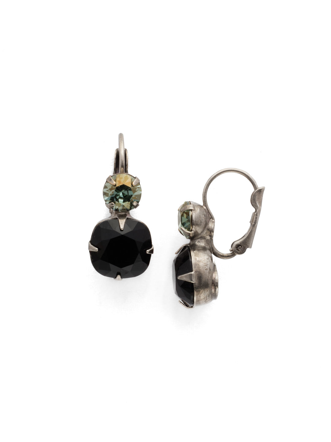 Roundabout Dangle Earring - EDH76ASBON - <p>A round crystals sits perfectly atop one a cushion cut stone. The perfect amount of sparkle for every day and any occasion. From Sorrelli's Black Onyx collection in our Antique Silver-tone finish.</p>