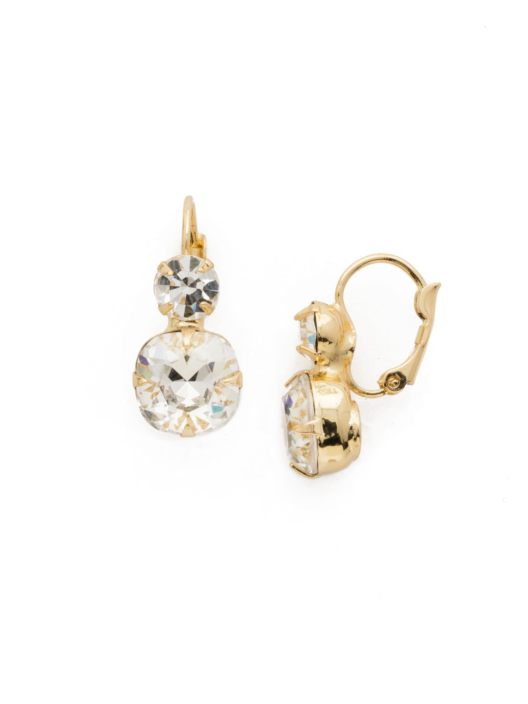 Roundabout Dangle Earring - EDH76BGCRY - <p>A round crystals sits perfectly atop one a cushion cut stone. The perfect amount of sparkle for every day and any occasion. From Sorrelli's Crystal collection in our Bright Gold-tone finish.</p>