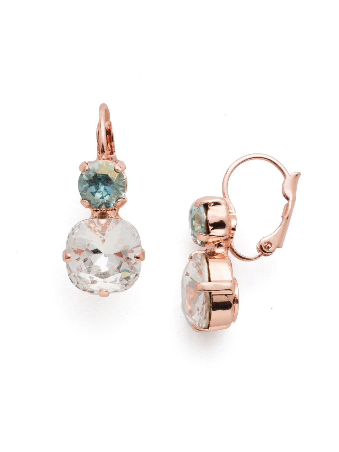 Roundabout Dangle Earring - EDH76RGCAZ - <p>A round crystals sits perfectly atop one a cushion cut stone. The perfect amount of sparkle for every day and any occasion. From Sorrelli's Crystal Azure collection in our Rose Gold-tone finish.</p>