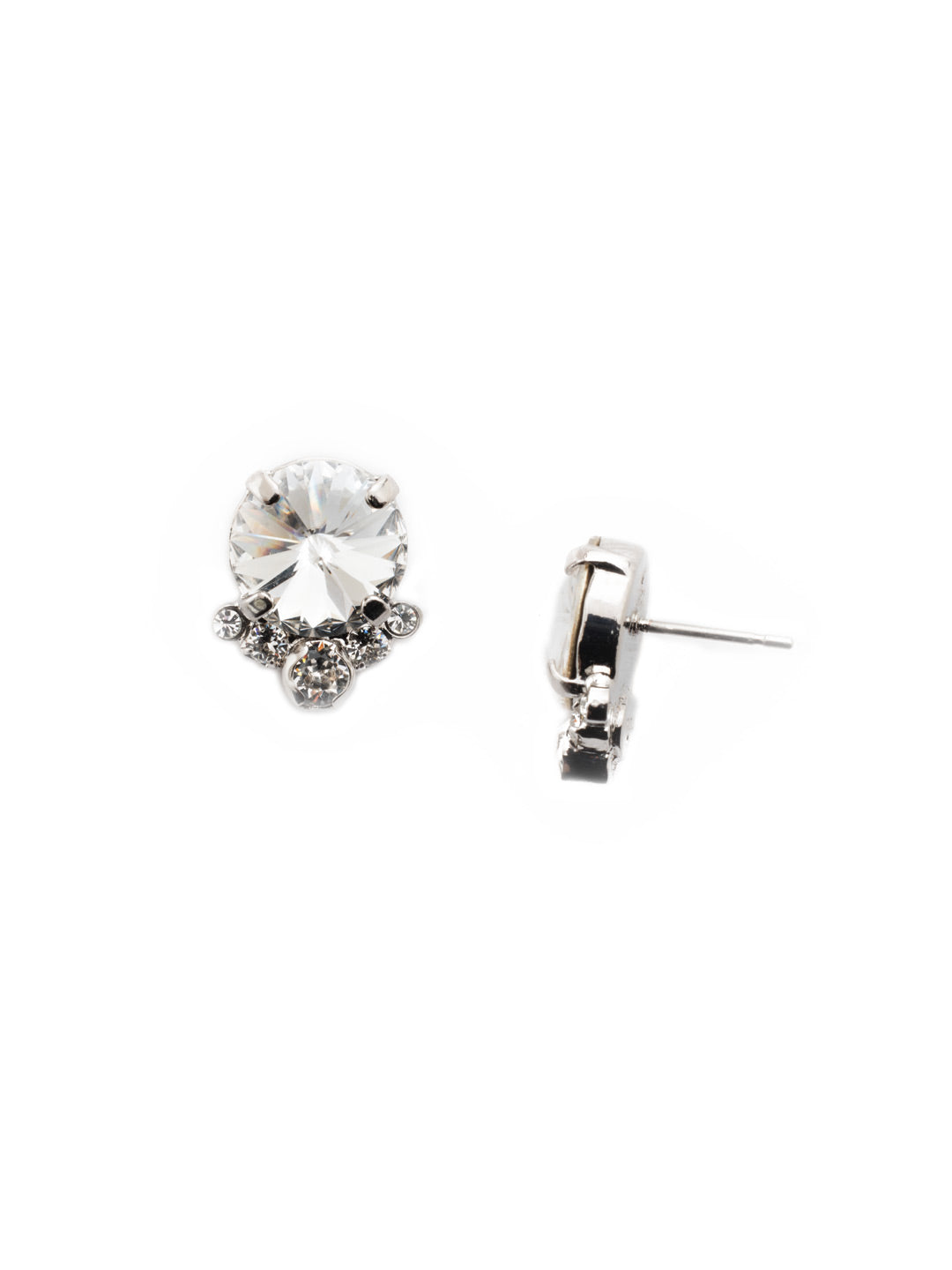 Regal Rounds Stud Earrings - EDH98RHCRY - <p>A large center stone sits atop five petite rounds for a chic, classic look. From Sorrelli's Crystal collection in our Palladium Silver-tone finish.</p>