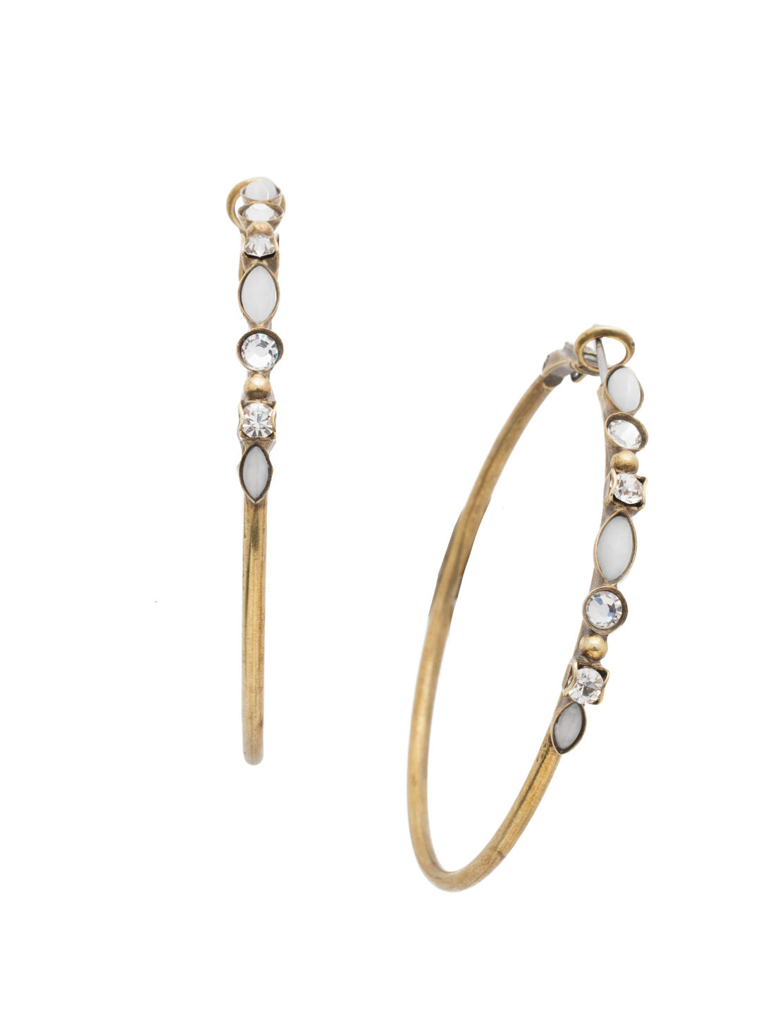 Mixed Media Hoop Earrings - EDK40AGCRY - <p>Hoop earrings with a line of assorted crystals and semi-precious stones that will add the perfect hint of sparkle to your look. From Sorrelli's Crystal collection in our Antique Gold-tone finish.</p>