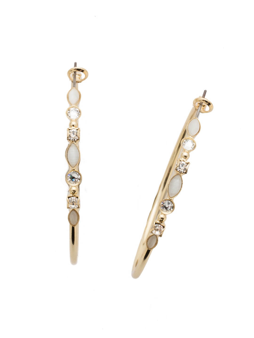 Mixed Media Hoop Earrings - EDK40BGCRY - <p>Hoop earrings with a line of assorted crystals and semi-precious stones that will add the perfect hint of sparkle to your look. From Sorrelli's Crystal collection in our Bright Gold-tone finish.</p>