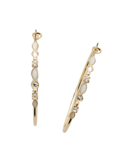 Mixed Media Hoop Earrings - EDK40BGCRY - <p>Hoop earrings with a line of assorted crystals and semi-precious stones that will add the perfect hint of sparkle to your look. From Sorrelli's Crystal collection in our Bright Gold-tone finish.</p>