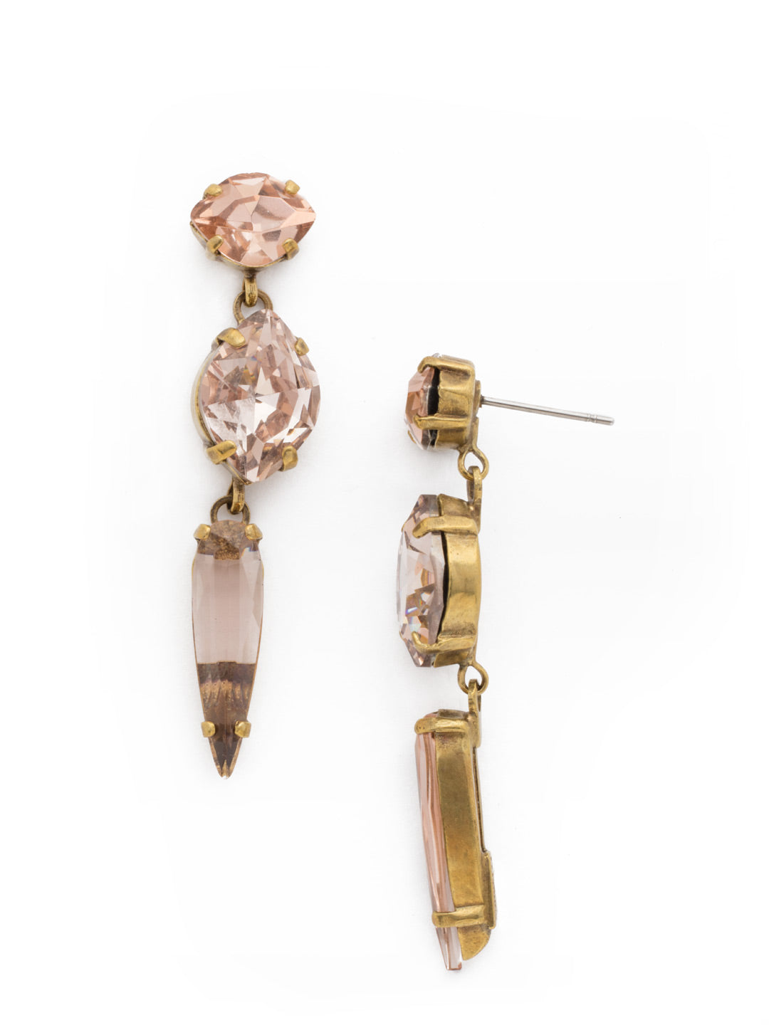 Crystal Spiked Dangle Earrings - EDK55AGAP - This one-of-a-kind style is available for a limited time only! From Sorrelli's Apricot Agate collection in our Antique Gold-tone finish.