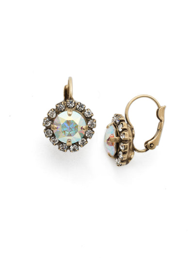 Haute Halo Dangle Earrings - EDL10AGCAB - <p>A central round crystal with an elegant halo of gems embodies elegance and style. From Sorrelli's Crystal Aurora Borealis collection in our Antique Gold-tone finish.</p>