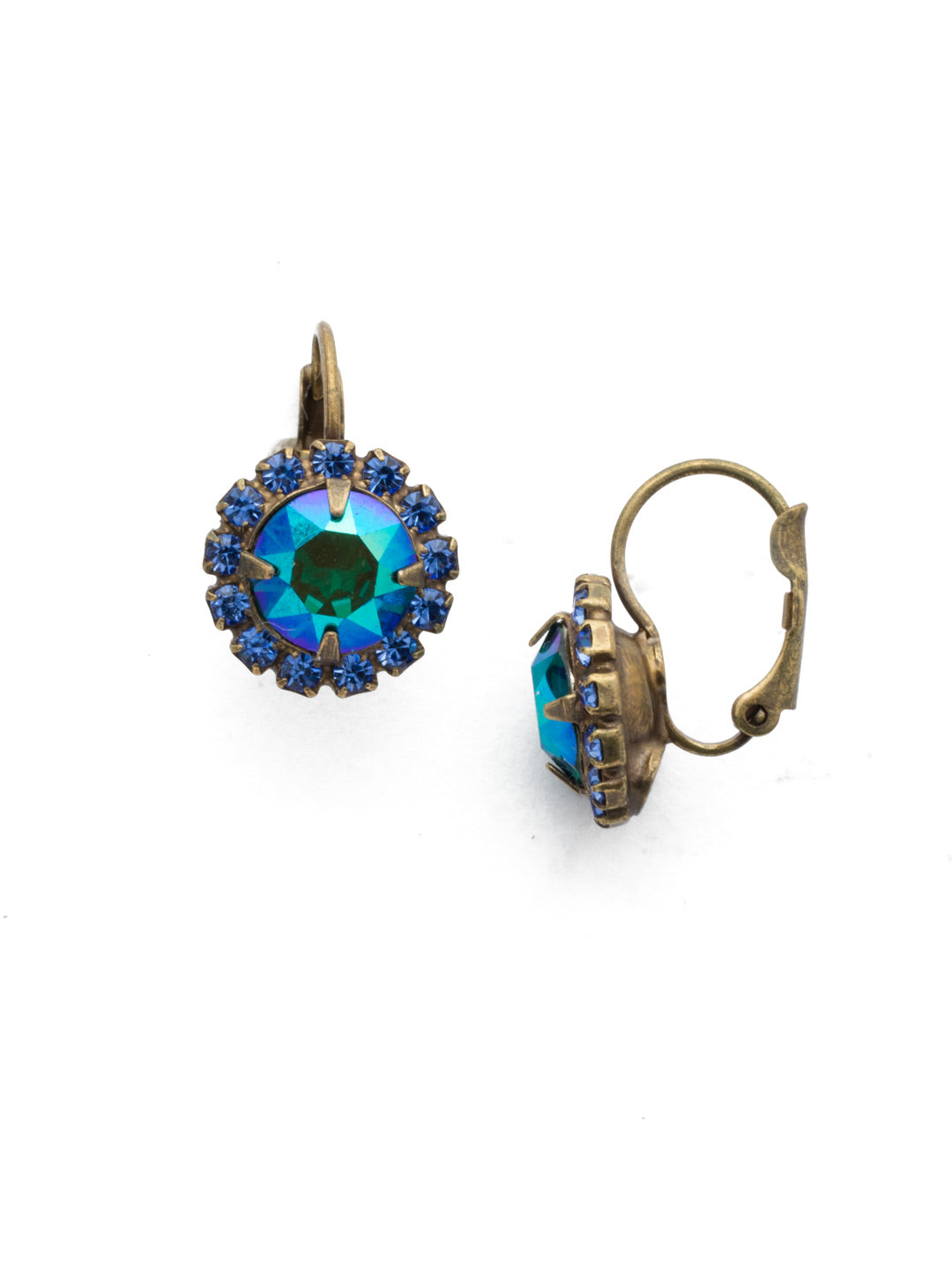Haute Halo Dangle Earrings - EDL10AGGOT - <p>A central round crystal with an elegant halo of gems embodies elegance and style. From Sorrelli's Game of Jewel Tones collection in our Antique Gold-tone finish.</p>