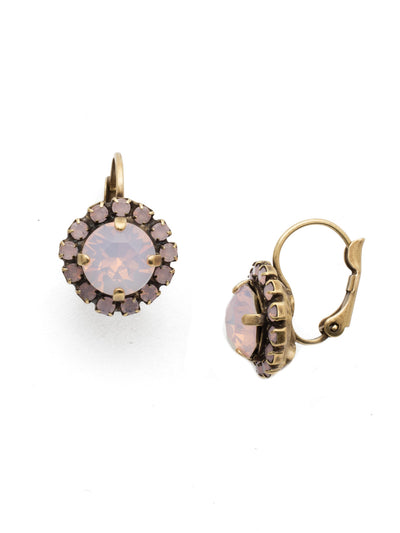 Haute Halo Dangle Earrings - EDL10AGROW - <p>A central round crystal with an elegant halo of gems embodies elegance and style. From Sorrelli's Rose Water collection in our Antique Gold-tone finish.</p>
