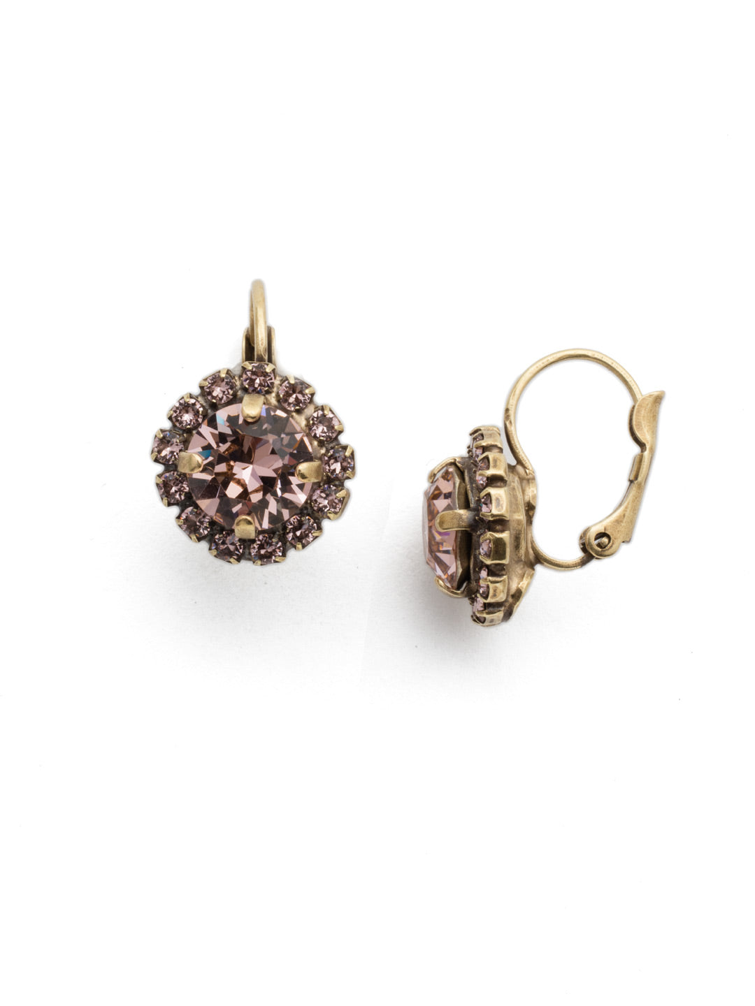 Haute Halo Dangle Earrings - EDL10AGVIN - <p>A central round crystal with an elegant halo of gems embodies elegance and style. From Sorrelli's Vintage Rose collection in our Antique Gold-tone finish.</p>