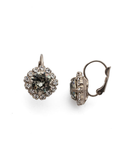 Haute Halo Dangle Earrings - EDL10ASBD - <p>A central round crystal with an elegant halo of gems embodies elegance and style. From Sorrelli's Black Diamond collection in our Antique Silver-tone finish.</p>