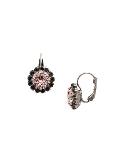 Haute Halo Dangle Earrings - EDL10ASCNO - <p>A central round crystal with an elegant halo of gems embodies elegance and style. From Sorrelli's Crystal Noir collection in our Antique Silver-tone finish.</p>