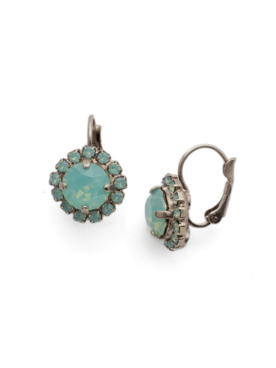 Haute Halo Dangle Earrings - EDL10ASPAC - <p>A central round crystal with an elegant halo of gems embodies elegance and style. From Sorrelli's Pacific Opal collection in our Antique Silver-tone finish.</p>