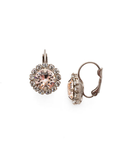 Haute Halo Dangle Earrings - EDL10ASSCL - <p>A central round crystal with an elegant halo of gems embodies elegance and style. From Sorrelli's Silky Clouds collection in our Antique Silver-tone finish.</p>