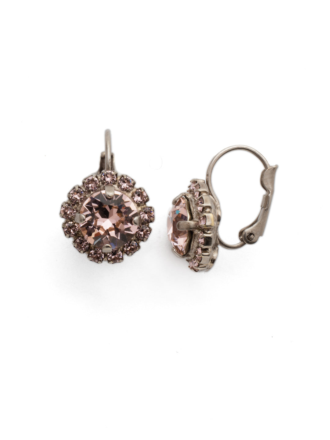 Haute Halo Dangle Earrings - EDL10ASVIN - <p>A central round crystal with an elegant halo of gems embodies elegance and style. From Sorrelli's Vintage Rose collection in our Antique Silver-tone finish.</p>