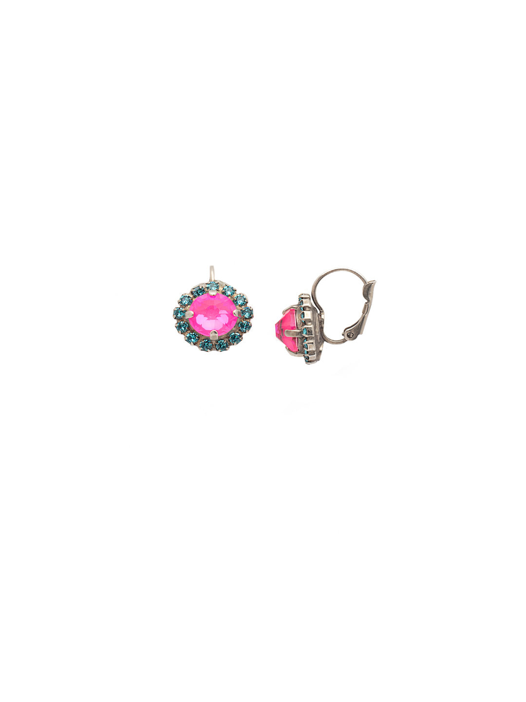Haute Halo Dangle Earrings - EDL10ASWDW - <p>A central round crystal with an elegant halo of gems embodies elegance and style. From Sorrelli's Wild Watermelon collection in our Antique Silver-tone finish.</p>