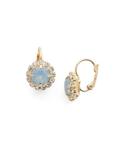 Haute Halo Dangle Earrings - EDL10BGABO - <p>A central round crystal with an elegant halo of gems embodies elegance and style. From Sorrelli's Air Blue Opal collection in our Bright Gold-tone finish.</p>
