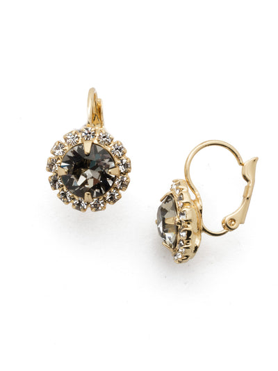Haute Halo Dangle Earrings - EDL10BGBD - <p>A central round crystal with an elegant halo of gems embodies elegance and style. From Sorrelli's Black Diamond collection in our Bright Gold-tone finish.</p>