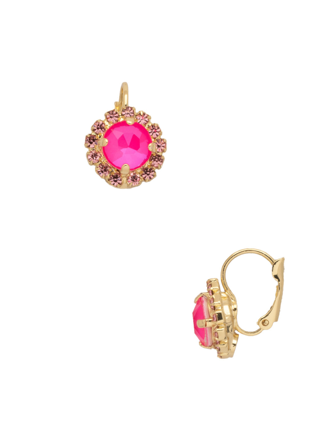 Haute Halo Dangle Earrings - EDL10BGBFL - <p>A central round crystal with an elegant halo of gems embodies elegance and style. From Sorrelli's Big Flirt collection in our Bright Gold-tone finish.</p>