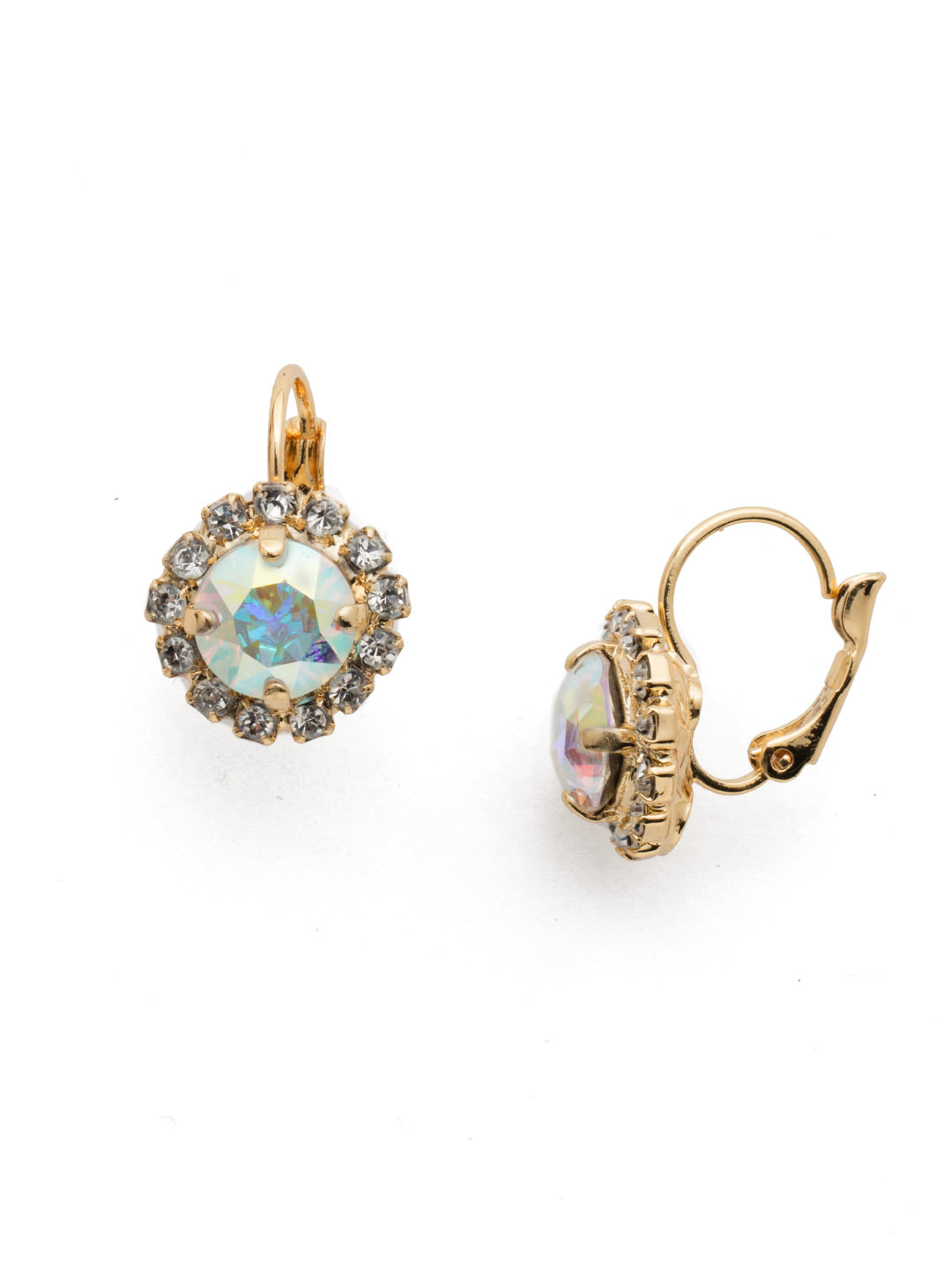 Haute Halo Dangle Earrings - EDL10BGCAB - <p>A central round crystal with an elegant halo of gems embodies elegance and style. From Sorrelli's Crystal Aurora Borealis collection in our Bright Gold-tone finish.</p>