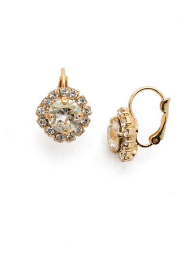 Haute Halo Dangle Earrings - EDL10BGCCH - <p>A central round crystal with an elegant halo of gems embodies elegance and style. From Sorrelli's Crystal Champagne collection in our Bright Gold-tone finish.</p>