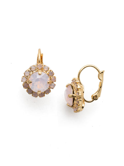 Haute Halo Dangle Earrings - EDL10BGROW - <p>A central round crystal with an elegant halo of gems embodies elegance and style. From Sorrelli's Rose Water collection in our Bright Gold-tone finish.</p>