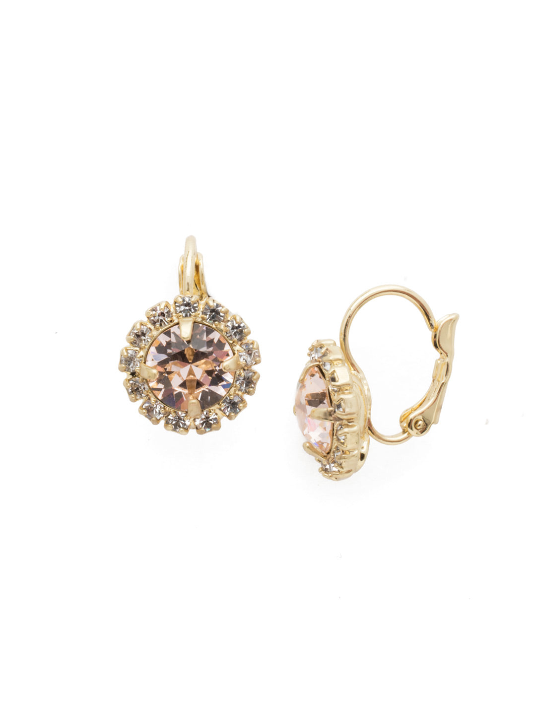 Haute Halo Dangle Earrings - EDL10BGSCL - <p>A central round crystal with an elegant halo of gems embodies elegance and style. From Sorrelli's Silky Clouds collection in our Bright Gold-tone finish.</p>