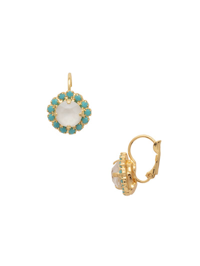 Haute Halo Dangle Earrings - EDL10BGSTO - <p>A central round crystal with an elegant halo of gems embodies elegance and style. From Sorrelli's Santorini collection in our Bright Gold-tone finish.</p>
