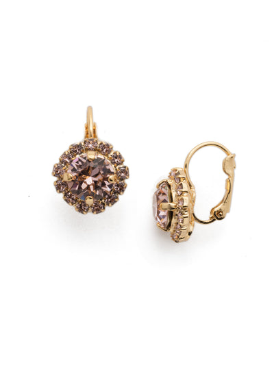 Haute Halo Dangle Earrings - EDL10BGVIN - <p>A central round crystal with an elegant halo of gems embodies elegance and style. From Sorrelli's Vintage Rose collection in our Bright Gold-tone finish.</p>