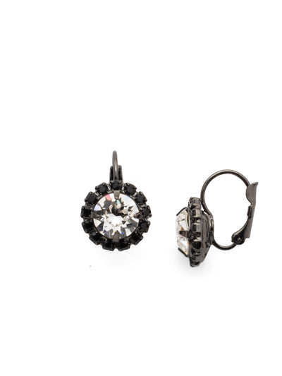 Haute Halo Dangle Earrings - EDL10GMMMO - <p>A central round crystal with an elegant halo of gems embodies elegance and style. From Sorrelli's Midnight Moon collection in our Gun Metal finish.</p>