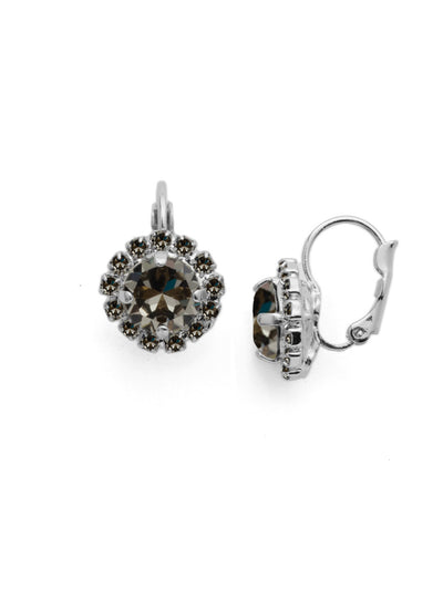 Haute Halo Dangle Earrings - EDL10PDBD - <p>A central round crystal with an elegant halo of gems embodies elegance and style. From Sorrelli's Black Diamond collection in our Palladium finish.</p>