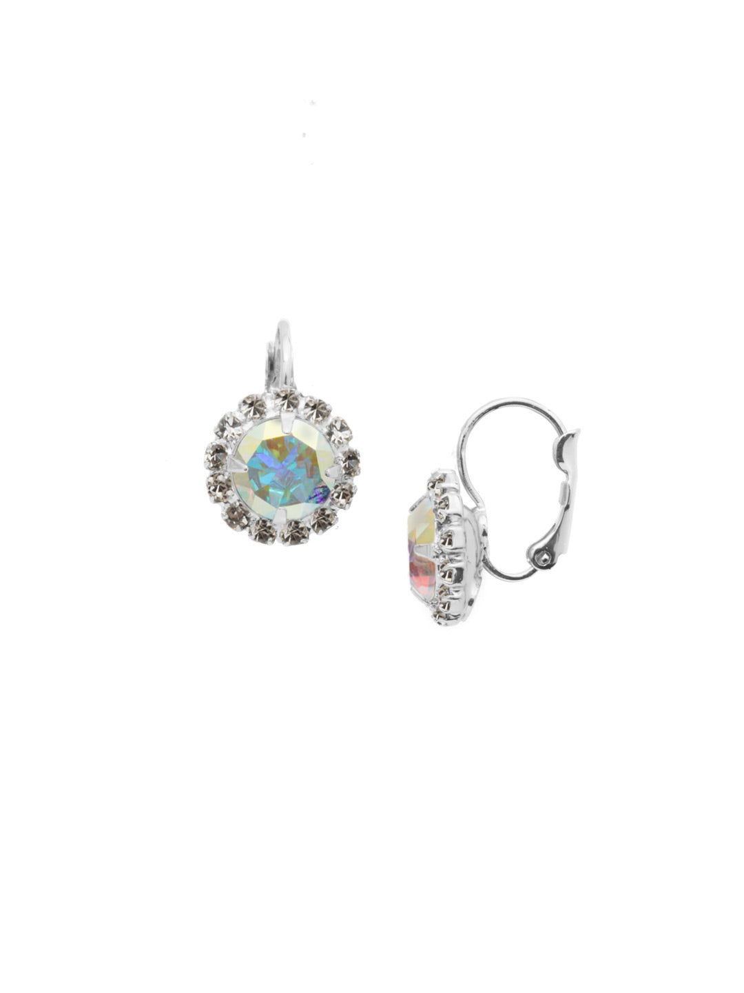 Haute Halo Dangle Earrings - EDL10PDCAB - <p>A central round crystal with an elegant halo of gems embodies elegance and style. From Sorrelli's Crystal Aurora Borealis collection in our Palladium finish.</p>