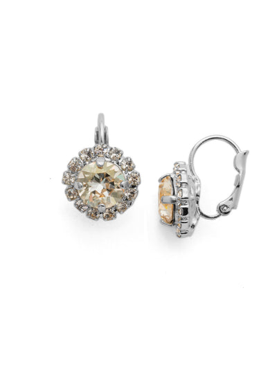 Haute Halo Dangle Earrings - EDL10PDCCH - <p>A central round crystal with an elegant halo of gems embodies elegance and style. From Sorrelli's Crystal Champagne collection in our Palladium finish.</p>