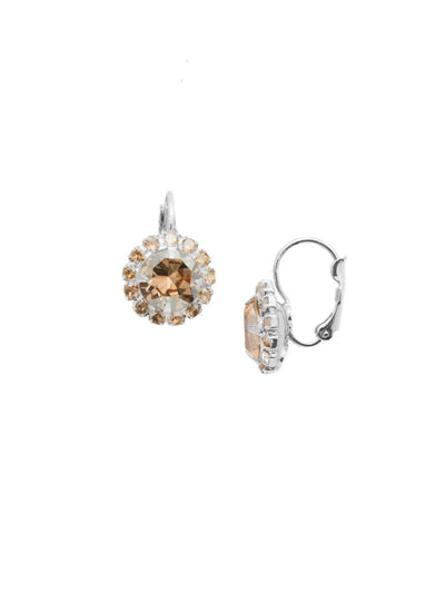 Haute Halo Dangle Earrings - EDL10PDDCH - <p>A central round crystal with an elegant halo of gems embodies elegance and style. From Sorrelli's Dark Champagne collection in our Palladium finish.</p>