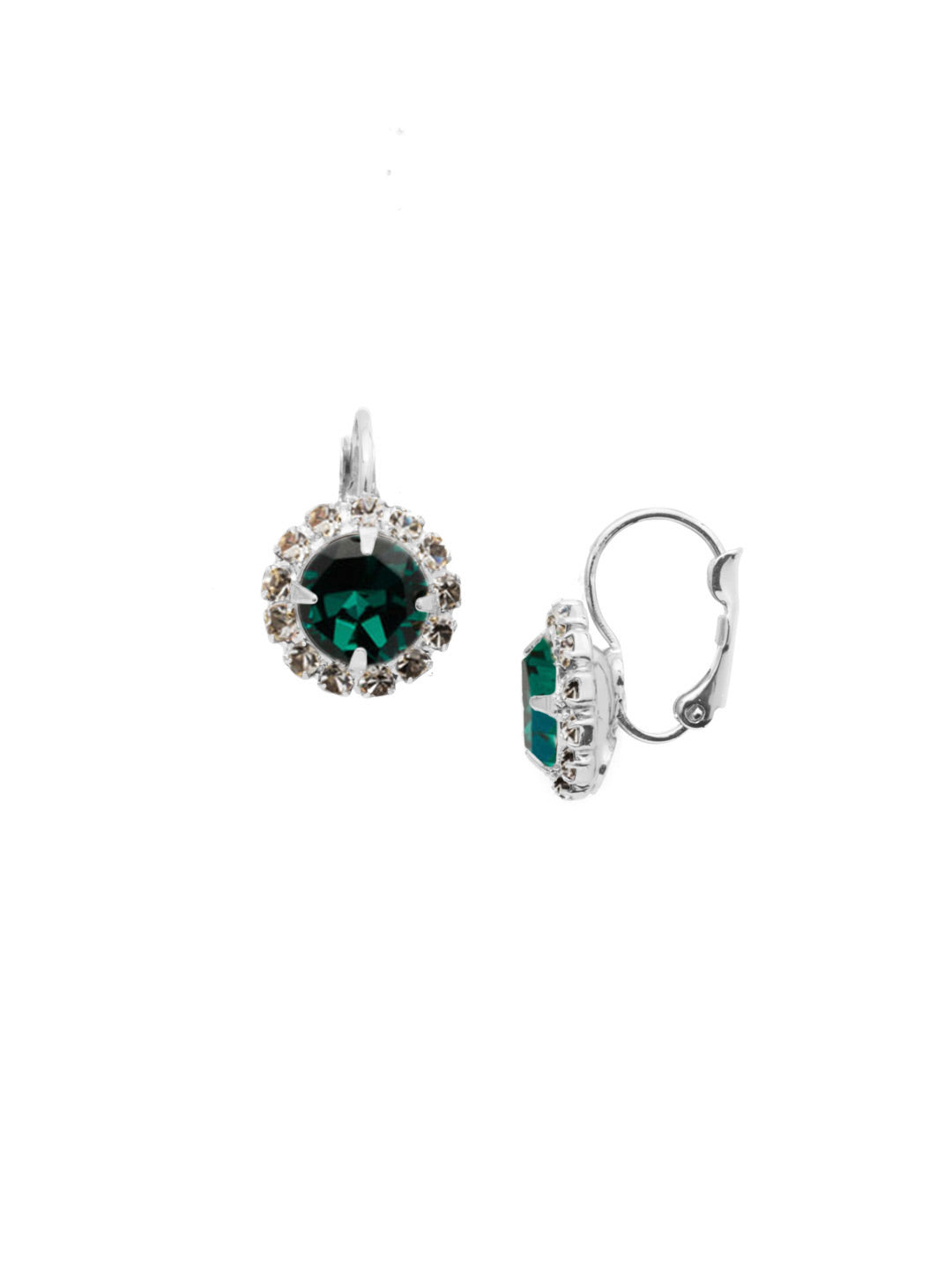 Haute Halo Dangle Earrings - EDL10PDEME - <p>A central round crystal with an elegant halo of gems embodies elegance and style. From Sorrelli's Emerald collection in our Palladium finish.</p>