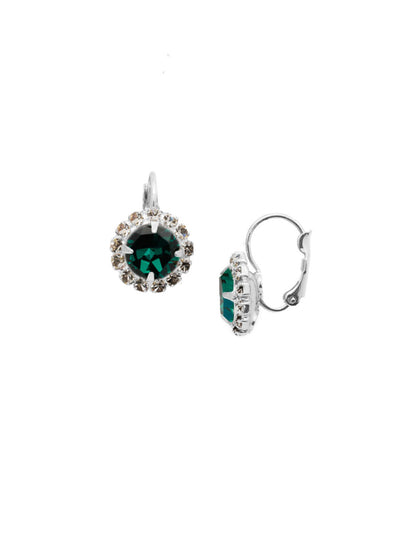 Haute Halo Dangle Earrings - EDL10PDEME - <p>A central round crystal with an elegant halo of gems embodies elegance and style. From Sorrelli's Emerald collection in our Palladium finish.</p>