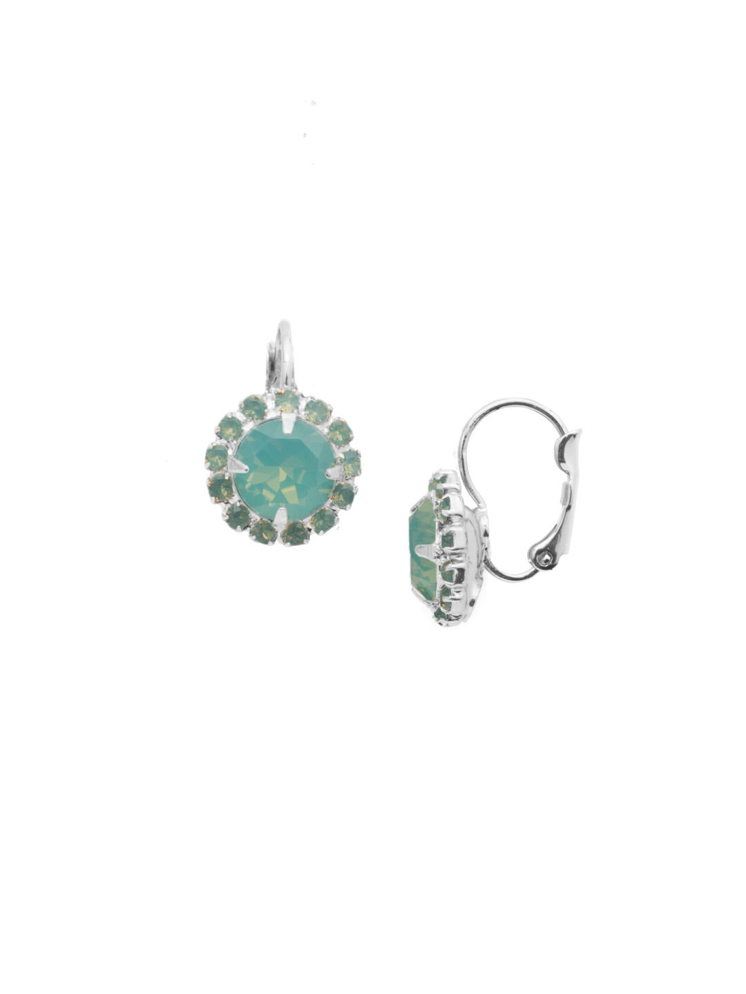 Haute Halo Dangle Earrings - EDL10PDPAC - <p>A central round crystal with an elegant halo of gems embodies elegance and style. From Sorrelli's Pacific Opal collection in our Palladium finish.</p>