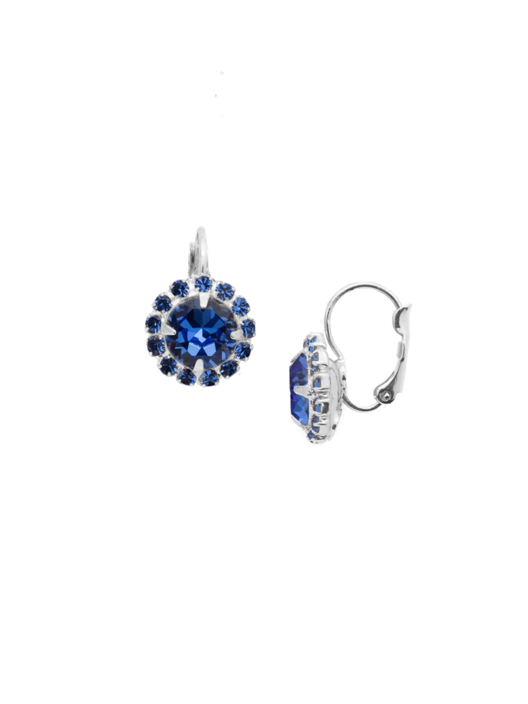 Haute Halo Dangle Earrings - EDL10PDSAP - <p>A central round crystal with an elegant halo of gems embodies elegance and style. From Sorrelli's Sapphire collection in our Palladium finish.</p>
