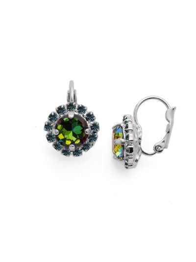 Haute Halo Dangle Earrings - EDL10PDVO - <p>A central round crystal with an elegant halo of gems embodies elegance and style. From Sorrelli's Volcano collection in our Palladium finish.</p>