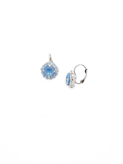 Haute Halo Dangle Earrings - EDL10PDWNB - <p>A central round crystal with an elegant halo of gems embodies elegance and style. From Sorrelli's Windsor Blue collection in our Palladium finish.</p>