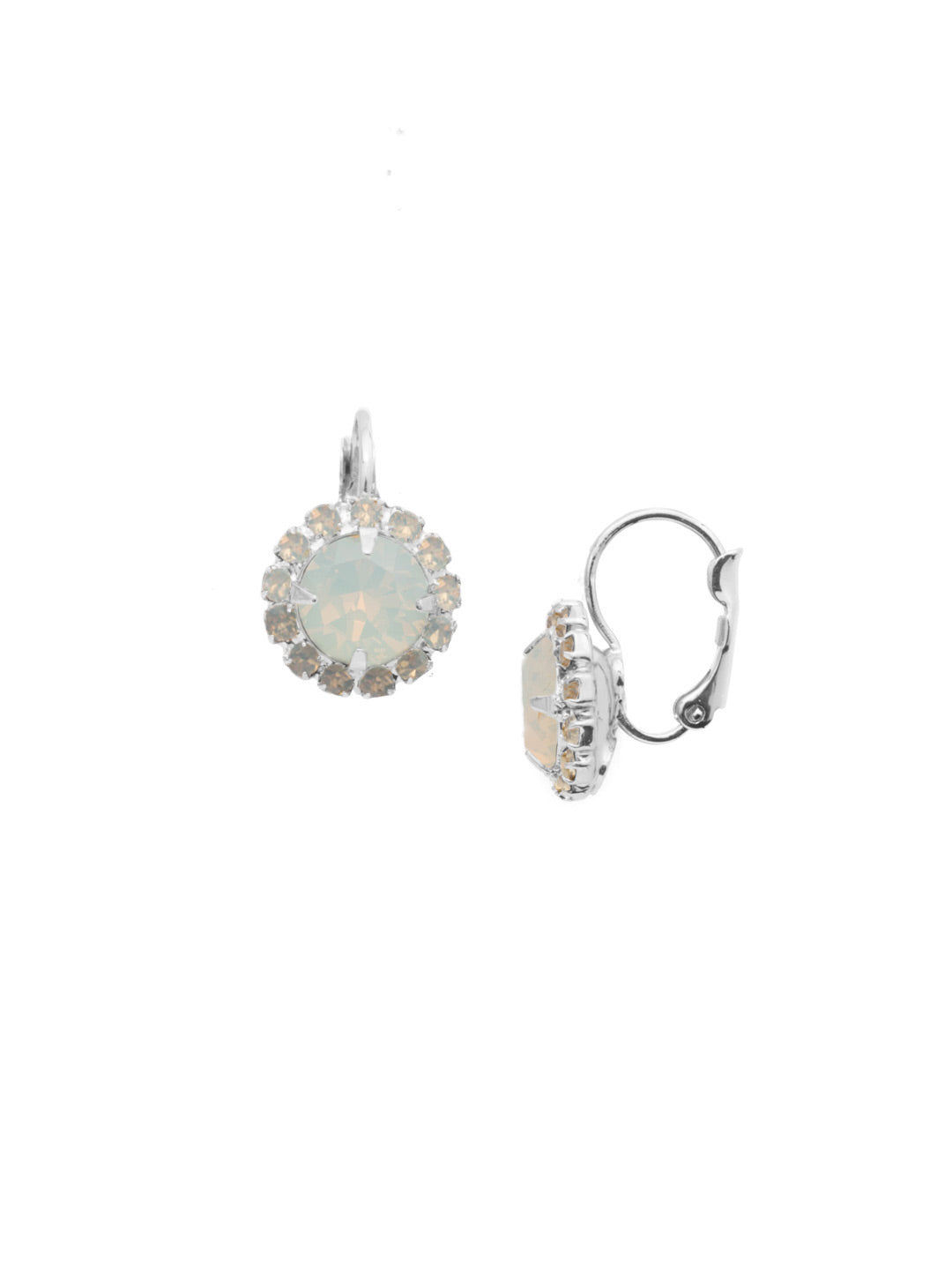 Haute Halo Dangle Earrings - EDL10PDWO - <p>A central round crystal with an elegant halo of gems embodies elegance and style. From Sorrelli's White Opal collection in our Palladium finish.</p>