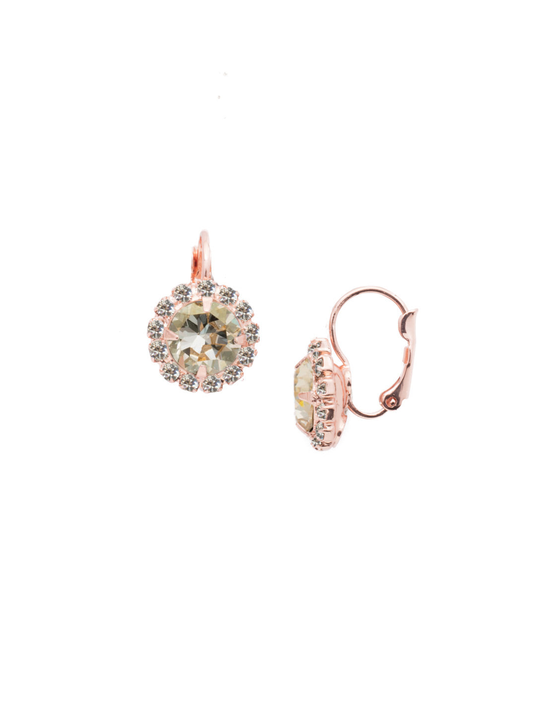 Haute Halo Dangle Earrings - EDL10RGCCH - <p>A central round crystal with an elegant halo of gems embodies elegance and style. From Sorrelli's Crystal Champagne collection in our Rose Gold-tone finish.</p>